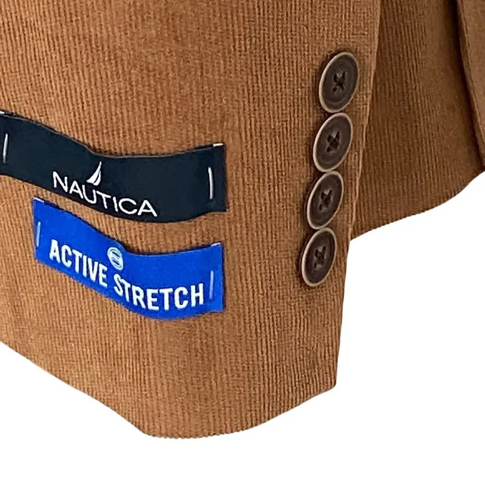 Nautica Sport Coat Men's 38 Regular Corduroy Modern Fit Camel Brown NWT